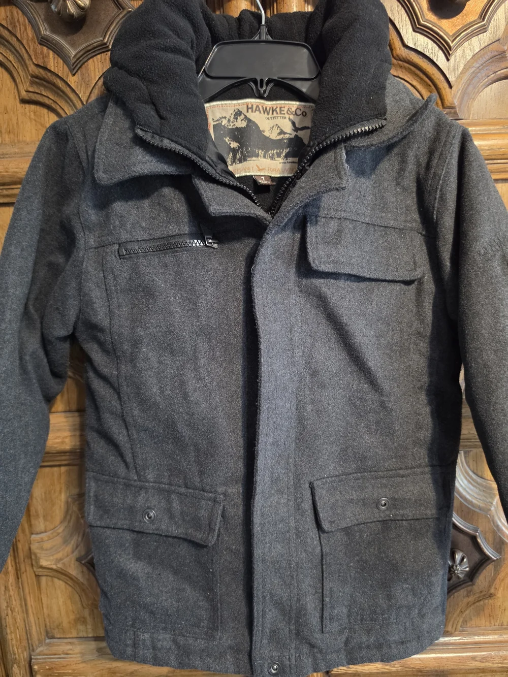 Hawke & Co Kid’s Dark Gray Wool-Blend Winter Jacket